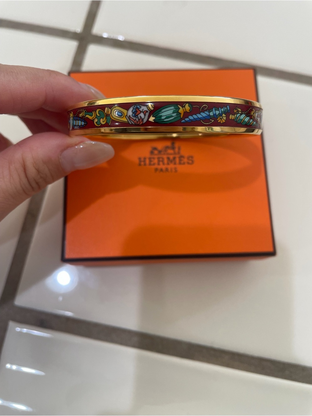 Vintage Hermès “Qu’importe le Flacon” Narrow Enamel Bracelet